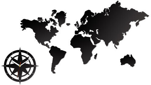 Breakwater Bay Tortuga World XXL Analogue Wall Clock Breakwater Bay  - Size: 60cm H X 58cm W Breakwater Bay Tortuga World XXL Analogue Wall Clock Breakwater Bay  - Size: 60cm H X 58cm W