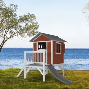 AXI Lodge XL Playhouse Classic - Grey Slide red 189.0 H x 167.0 W x 240.0 D cm