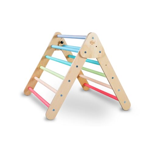 tiSsi® Pikler Triangle / Climbing Triangle Pastel Colorful blue/brown 40.0 H x 71.0 W x 83.0 D cm