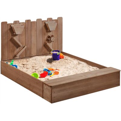 Yaheetech 112.5cm x 77.5cm Solid + Manufactured Wood Rectangle Sandbox Dark Brown 77.5cm H X 112.5cm W X 134cm L Yaheetech 112.5cm x 77.5cm Solid + Manufactured Wood Rectangle Sandbox Dark Brown 77.5cm H X 112.5cm W X 134cm L