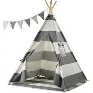 Haus Projekt Kids Play Tent with Grey Bunting and String Lights brown/gray 160.0 H x 120.0 W x 120.0 D cm