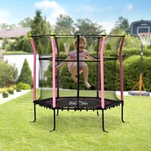 HOMCOM 4' Hexagon Kid Trampoline with Safety Enclosure pink/black 163.0 H x 161.0 W x 161.0 D cm