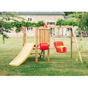 Plum Toddlers Tower Swing Set brown/yellow 123.0 H x 162.0 W x 244.0 D cm