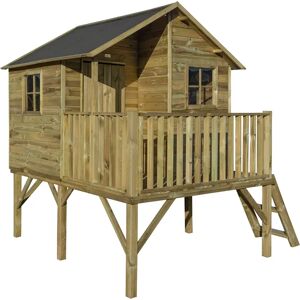 Rowlinson High View Hideaway Playhouse brown 251.0 H x 230.5 W x 201.0 D cm