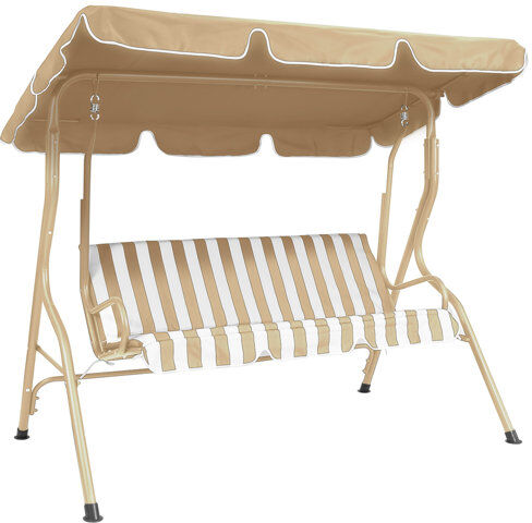 Freeport Park Ari Garden Swing Seat Freeport Park Size: 154cm H x 173cm W x 112cm D, Finish: Brown, Canopy Fabric: Brown  - Size: 90cm H X 215cm W X 173cm D Freeport Park Ari Garden Swing Seat Freeport Park Size: 154cm H x 173cm W x 112cm D, Finish: Brown, Canopy Fabric: Brown  - Size: 90cm H X 215cm W X 173cm D