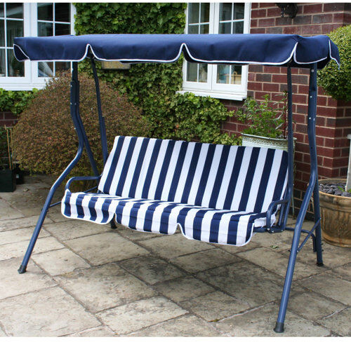 Freeport Park Ari Garden Swing Seat Freeport Park Size: 148cm H x 173cm W x 112cm D, Finish: Blue, Canopy Fabric: Blue  - Size: 31cm H X 45cm W X 45cm D Freeport Park Ari Garden Swing Seat Freeport Park Size: 148cm H x 173cm W x 112cm D, Finish: Blue, Canopy Fabric: Blue  - Size: 31cm H X 45cm W X 45cm D