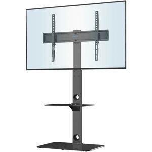 1Home Universal Floor Tv Stand For 30-70 Inch Led Oled Lcd Plasma Flat Curved Screens, Height Adjustable Tall Tv Stand With 2-Tier Tempered Glass Shelves Up black 130.0 H x 64.0 W cm