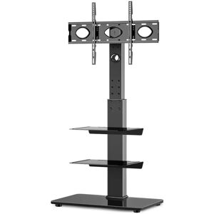 Symple Stuff Dechant Black Swivel Floor Stand Mount with Shelving, Holds up to 40 kg. black 141.0 H x 65.0 W x 40.0 D cm
