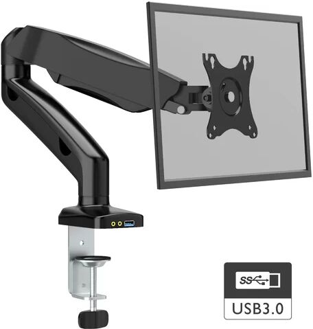 Symple Stuff Full Motion Gas Spring Single Articulating/Extending Arm Universal Desktop Mount for 13" - 27" LCD Symple Stuff  - Size: