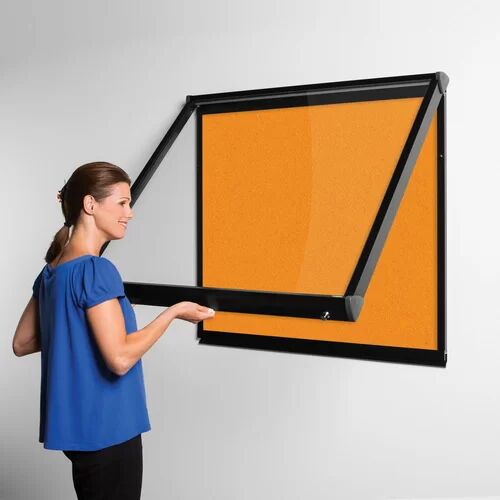 Symple Stuff Exterior Wall Mounted Bulletin Board Symple Stuff Size: 105cm H x 139.7cm W, Frame Finish: Black, Colour: Orange  - Size: 105cm H x 139.7cm W