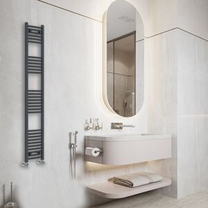 Belfry Heating Cano Curved Heated Towel Rail Radiator Bathroom Ladder Warmer Dark Grey 180cm H x 30cm W x 3.4cm D