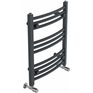 Belfry Heating Cano Curved Heated Towel Rail Radiator Bathroom Ladder Warmer Dark Grey 60cm H x 50cm W x 5.2cm D