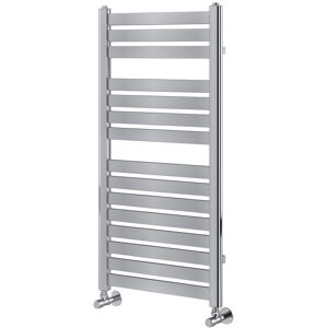 White Stone Vertical Flat Panel Towel Rail Chrome 1000mm H x 500mm W x 30mm D