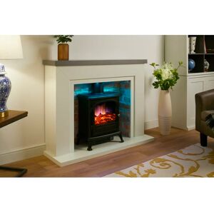 Castleton Fires & Fireplaces Farlington Electric Stove Suite red/gray 99.2 H x 120.0 W x 37.5 D cm