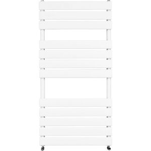 Belfry Bathroom Burruss Flat Panel Heated Towel Rail Ladder Warmer Heater White 120cm H x 60cm W x 6.2cm D