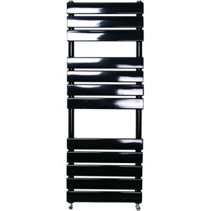 Belfry Bathroom Burruss Flat Panel Heated Towel Rail Ladder Warmer Heater Black 120cm H x 45cm W x 6.2cm D