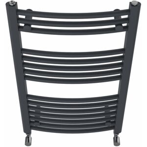Belfry Heating Cano Curved Heated Towel Rail Radiator Bathroom Ladder Warmer Dark Grey 80cm H x 50cm W x 5.2cm D