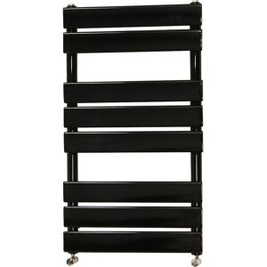 Belfry Bathroom Flat Panel Heated Towel Rail Radiator Bathroom Warmer Black 80cm H x 45cm W x 6.2cm D