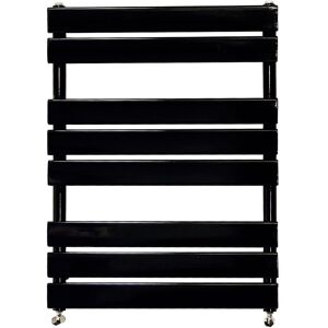 Belfry Bathroom Flat Panel Heated Towel Rail Radiator Bathroom Warmer Black 80cm H x 60cm W x 6.2cm D