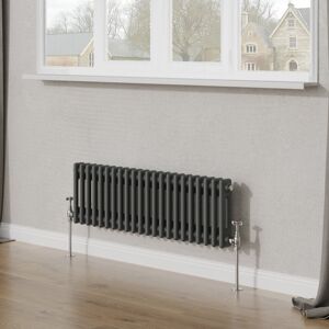 Belfry Heating Tryphosa Traditional 2 Column Horizontal Designer Radiator Anthracite 30cm H x 101cm W