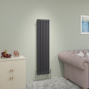 Belfry Heating Valery Vertical Traditional 3 Column Cast Iron Style Designer Radiator Anthracite 150cm H x 38cm W