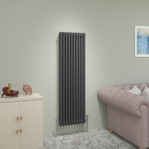 Belfry Heating Valery Vertical Traditional 3 Column Cast Iron Style Designer Radiator Anthracite 150cm H x 47cm W