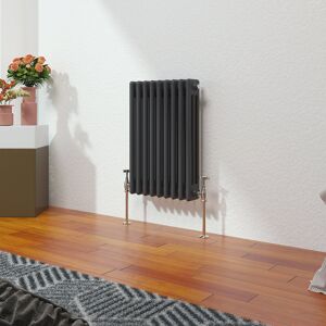 Belfry Heating Valery Vertical Traditional 3 Column Cast Iron Style Designer Radiator Anthracite 60cm H x 42.5cm W