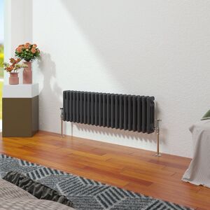 Belfry Heating Vallie Horizontal Traditional Column Cast Iron Style Designer Radiator Anthracite 30cm H x 101cm W