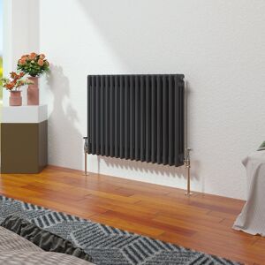 Belfry Heating Vallie Horizontal Traditional Column Cast Iron Style Designer Radiator Anthracite 60cm H x 83cm W