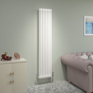 Belfry Heating Valery Vertical Traditional 3 Column Cast Iron Style Designer Radiator White 180cm H x 38cm W