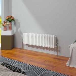 Belfry Heating Vallie Horizontal Traditional Column Cast Iron Style Designer Radiator White 30cm H x 101cm W