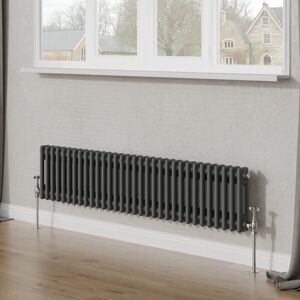 Belfry Heating Tryphosa Traditional 2 Column Horizontal Designer Radiator Anthracite 30cm H x 146cm W