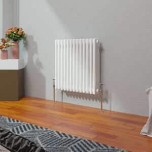 Belfry Heating Vallie Horizontal Traditional Column Cast Iron Style Designer Radiator White 60cm H x 60.5cm W