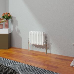 Belfry Heating Vallie Horizontal Traditional Column Cast Iron Style Designer Radiator White 30cm H x 42.5cm W