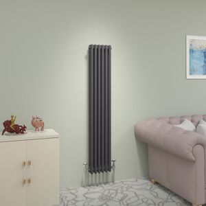 Belfry Heating Valery Vertical Traditional 3 Column Cast Iron Style Designer Radiator Anthracite 150cm H x 29cm W