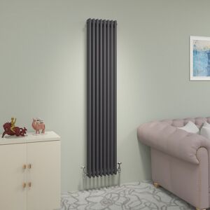 Belfry Heating Valery Vertical Traditional 3 Column Cast Iron Style Designer Radiator Anthracite 180cm H x 38cm W