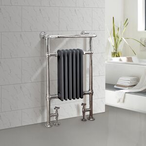 Ophelia & Co. Filton Victorian Heated Towel Rail Traditional Column Designer Radiator Chrome/Anthracite 95.2cm H x 56.8cm W x 23.5cm D