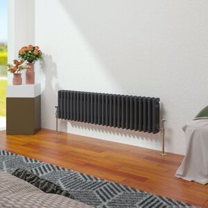 Belfry Heating Vallie Horizontal Traditional Column Cast Iron Style Designer Radiator Anthracite 30cm H x 119cm W