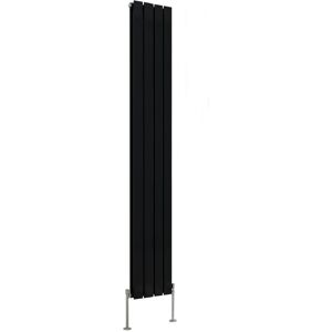Belfry Heating Shonna Vertical Double Flat Panel Radiator Normal Black 180cm H x 27.2cm W