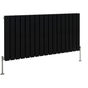 Belfry Heating Shonda Horizontal Double Flat Panel Radiator Normal Black 60cm H x 115.6cm W