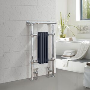 Ophelia & Co. Filton Victorian Heated Towel Rail Traditional Column Designer Radiator Chrome/Anthracite 95.2cm H x 47.9cm W x 23.5cm D