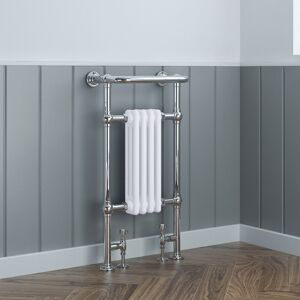 Ophelia & Co. Filton Victorian Heated Towel Rail Traditional Column Designer Radiator Chrome/White 95.2cm H x 47.9cm W x 23.5cm D