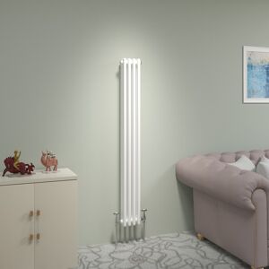 Belfry Heating Valery Vertical Traditional 3 Column Cast Iron Style Designer Radiator White 150cm H x 20cm W