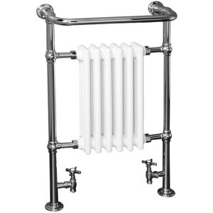 Ophelia & Co. Filton Victorian Heated Towel Rail Traditional Column Designer Radiator Chrome/White 95.2cm H x 56.8cm W x 23.5cm D