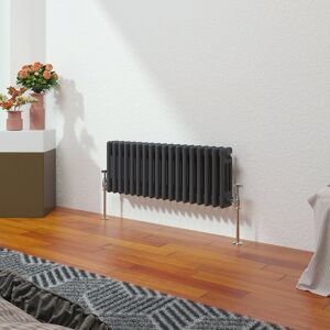 Belfry Heating Vallie Horizontal Traditional Column Cast Iron Style Designer Radiator Anthracite 30cm H x 83cm W