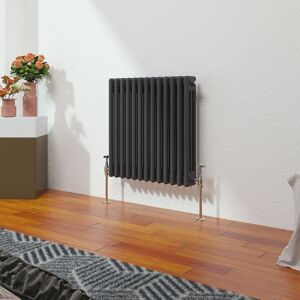 Belfry Heating Vallie Horizontal Traditional Column Cast Iron Style Designer Radiator Anthracite 60cm H x 60.5cm W