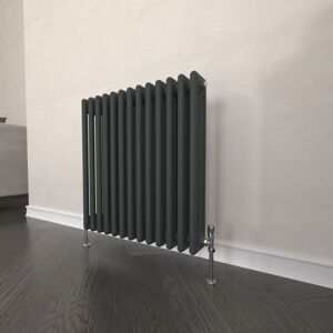 Ebern Designs Traditional 2 3 Column Radiator Cast Iron Style Heating Anthracite 60cm H x 60.5cm W x 10cm D