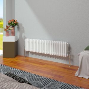 Belfry Heating Vallie Horizontal Traditional Column Cast Iron Style Designer Radiator White 30cm H x 119cm W