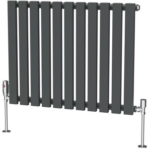 17 Stories Ipolito Single Panel D-Shape Horizontal Designer Radiator Anthracite 60cm H x 76cm W