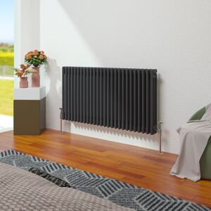 Belfry Heating Vallie Horizontal Traditional Column Cast Iron Style Designer Radiator Anthracite 60cm H x 119cm W